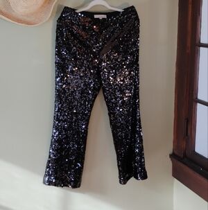 LOFT Sequined Charcoal Pants